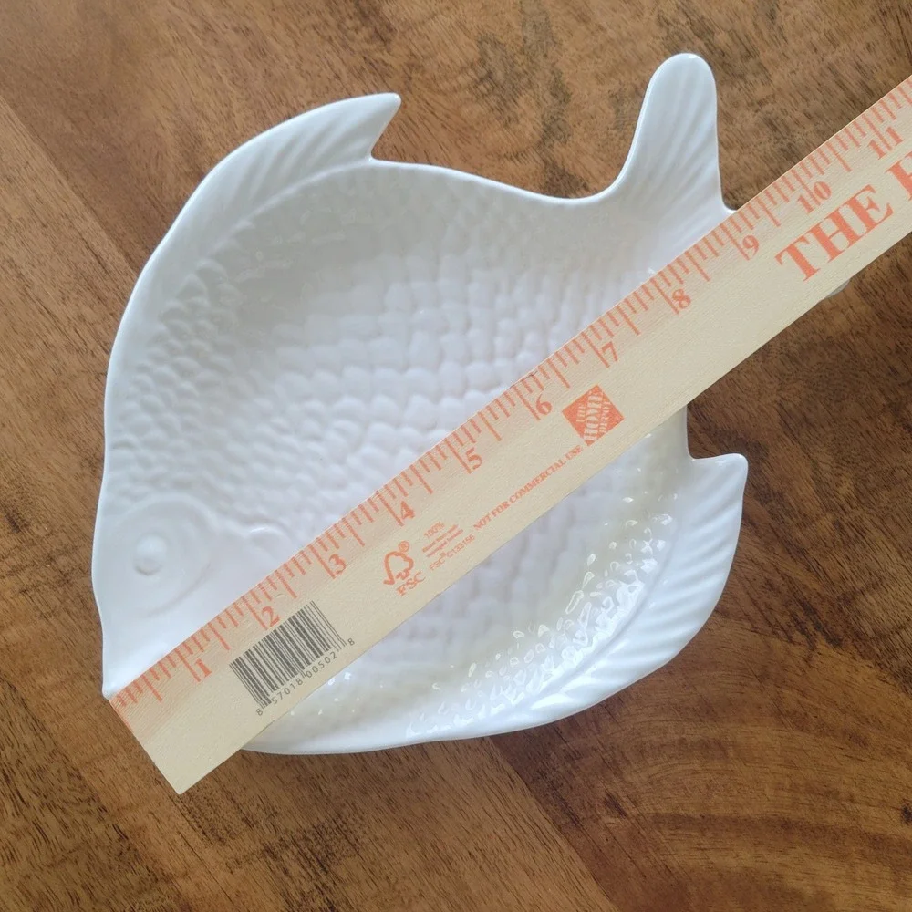 Pottery Barn Seashore Fish Plate Small White Ceramic Coastal Serving Dish